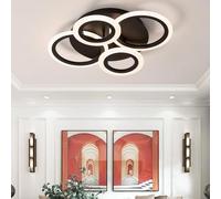 KXEcoLife Plafonnier LED à intensité Variable avec télécommande, Lustre Rond Moderne en Acrylique, 3 températures de Couleur, Fonction mémoire Intelligente pour Chambre, Noir - Design à 4 ce