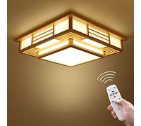 KXEcoLife Plafonnier LED avec télécommande, Style Japonais, en Bois, 3 Couleurs d'éclairage, Finition Imitation Peau de Mouton, fabriqué en Chine.