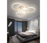 KXEcoLife Plafonnier LED Moderne pour Salon, luminaire annulaire à intensité Variable avec télécommande, encastré, pour Chambre et séjour (Blanc, 4 Anneaux)