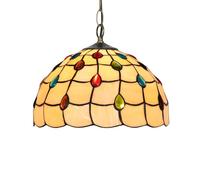 KXEcoLife Plafonnier Style Tiffany, Suspension en vitrail de 30 cm avec Perles colorées, Style Vintage, idéal pour îlot de Cuisine, Salle à Manger, Salon, Chambre ou Couloir.