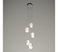 KXEcoLife Suspension à 5 Boules de Cristal LED G4, Lustre Moderne à Hauteur réglable, idéale pour Le Salon ou Un Couloir, Blanc Froid - 15 W