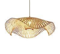 KXEcoLife Suspension Artisanale en Bambou, Abat-Jour rétro en rotin tressé, Hauteur réglable, Douille E27, idéale pour Salon, Maison de thé, Restaurant ou Bar Vintage, 85 cm.