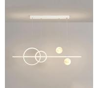 KXEcoLife Suspension créative LED 32W, éclairage Long, Lustre pour Chambre d'enfant avec Boule de Lait Blanche, Lampe Suspendue Moderne Style planète, pour Chambre de garçon ou de Fille, Tab