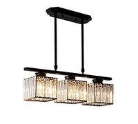 KXEcoLife Suspension dorée de Luxe avec éclairage intégré, plafonnier rectangulaire LED pour Salon, Chambre ou Salle à Manger, Lampe rectangulaire Simple en Cristal, Douille E27, Lustre Rond