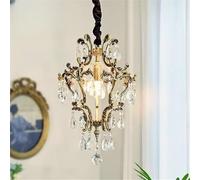 KXEcoLife Suspension LED en Laiton et Cristal de Style français, Luxueuse et rétro, pour Salon, Chambre, vestiaire, entrée, Restaurant, Villa, hôtel, Couloir, café (H 36 x H 40 cm)