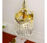 KXEcoLife Suspension LED en Laiton et Cristal de Style français, Luxueuse et rétro, pour Salon, Chambre, vestiaire, entrée, Restaurant, Villa, hôtel, Couloir, café (F D17H28CM)