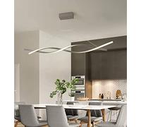 KXEcoLife Suspension LED Wave Design, Lampe Suspendue linéaire orientable, Style Nordique Moderne en Spirale, idéale pour îlot de Cuisine, Table à Manger ou Salon, Gris et lumière Tricolore