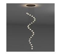 KXEcoLife Suspension Longue pour loft/immeuble Duplex, Lampe échelle en Cristal, éclairage pour Grande Villa, luminaire d'escalier, Lustre LED (Noir, 25 têtes, lumière Blanche)