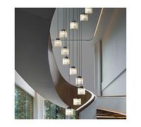 KXEcoLife Suspension Longue pour loft/immeuble Duplex, Lampe échelle en Cristal, éclairage pour Grande Villa, luminaire d'escalier, Lustre LED (Noir, 25 têtes, lumière Blanche)