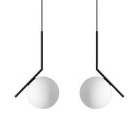 KXEcoLife Suspension Minimaliste en Fer forgé, Style Mid-Century Modern, avec Globe en Verre Noir, idéale pour la Salle à Manger ou l'îlot de Cuisine. Luminaire Suspendu Unique au Design Con
