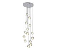 KXEcoLife Suspension Moderne à 14 Boules de Cristal, Style Goutte d'eau, réglable, idéale pour Le Salon ou Le Couloir, Blanc Froid - G4 42W