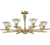 KXEcoLife Suspension Moderne à 8 lumières en Cristal, Style Sputnik, avec Branches en Laiton et Structure contemporaine, idéale pour Salle à Manger ou Chambre. Couleur cuivre. Dimensions : 8