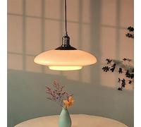 KXEcoLife Suspension Moderne du Milieu du siècle avec Abat-Jour en Verre opalin, Grand Abat-Jour en Forme de Soucoupe Volante, idéale pour îlot de Cuisine, Lustre Vintage réglable de Style é