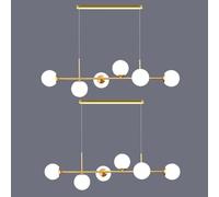KXEcoLife Suspension Moderne du Milieu du siècle, Lampe Suspendue en Verre Blanc pour îlot de Cuisine, luminaire de Plafond élégant, Lustre Long pour éclairage intérieur, éclairage contempor