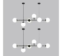 KXEcoLife Suspension Moderne en Verre, 6 Ampoules, Lustre Globe orientable, Douille E27, éclairage de Style Nordique pour îlot de Cuisine, décoration