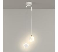 KXEcoLife Suspension Moderne imprimée en 3D en Forme de Lune, Boule de Lait, étoile et Nuage, avec plafonnier LED à intensité Variable pour Chambre d'enfant (garçons et Filles).