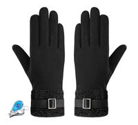 KXF Gants d'hiver chauds pour femme - Gants super doux pour écran tactile - Gants doublés en polaire épaisse - Coupe-vent - Pour sports de plein air - Mitaines de cyclisme et de course à pied - Noir