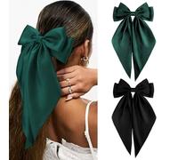 KXF Lot de 2 pinces à cheveux en satin avec longs rubans pour femmes, filles, accessoires élégants pour une utilisation quotidienne, fête, anniversaire, fête des mères, mariage