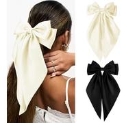 KXF Lot de 2 pinces à cheveux en satin avec longs rubans pour femmes, filles, accessoires élégants pour une utilisation quotidienne, fête, anniversaire, fête des mères, mariage