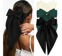 KXF Lot de 3 pinces à cheveux en satin avec longs rubans pour femmes, filles, accessoires élégants pour une utilisation quotidienne, fête, anniversaire, fête des mères, mariage
