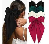 KXF Lot de 4 pinces à cheveux en satin avec longs rubans pour femmes, filles, accessoires élégants pour une utilisation quotidienne, fête, anniversaire, fête des mères, mariage