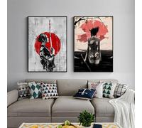 KXHHYB Samouraï - Images de portrait du Japon - Images sur toile - Art mural noir et blanc - Pour salon, chambre à coucher - Sans cadre - A, 50 x 70 cm x 2