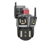 KXJQBM Caméra de sécurité, Caméra PTZ 8K 16MP à Quatre objectifs Zoom 10X Suivi Automatique AI Audio IP de Surveillance CCTV sécurité extérieure 8MP pour la sécurité de la Maison(8K Add 128G Card)