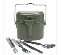 KXJSYL Tool Boîte à Lunch de Camping 3 en 1 en Aluminium, Cantine Militaire, Tasse, Pot for Pique-Nique, Voyage, Tasse d'eau, Bol, Batterie de Cuisine Militaire d'extérieur(Lunch Box Kits)