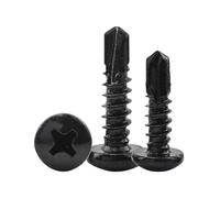 KXJSYL Tool Lot de 20/30 vis autoperceuses à tête Ronde en Acier Inoxydable zingué Noir M4.2 M4.8#8 for tôle(32mm,M4.2 30pcs)