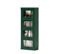 KXKJRYB BibliothèQue 4 Niveaux Vert Foncé Vitrine Verre Design Courbe RéTro Anti Basculement Multifonctionnel pour Salon Bureau-A
