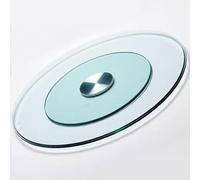 KXKJRYB Lazy Susan en verre trempé pour table à manger, plateau tournant 6,5 mm avec rotation fluide et silencieuse à 360°, plateau de service transparent rond pour dîners, fêtes en famille-Φ 98 CM