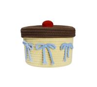 KXKJRYB Panier de Rangement pour Jouets Chat Forme Gâteau Couvercle à Pompon Rouge Décoration Maison Mignonne Rouges Grand