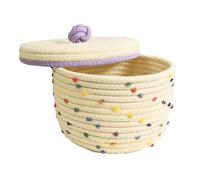 KXKJRYB Panier Rangement avec Couvercle Jouets De Chat Pliable AntipoussièRe avec Pompons ColoréS Paniere Rangement Corde Coton