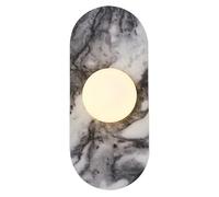 KXKLGWHN Applique murale ovale en marbre de 28 cm (11 pouces), style industriel moderne, abat-jour sphérique en verre avec ampoule G9, idéale pour restaurant, salon ou balcon.