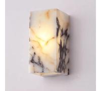 KXKLGWHN Applique murale rectangulaire de style minimaliste moderne, éclairage LED à lumière chaude, imitation marbre naturel, raccordement câblé, luminaire décoratif pour chambre, couloir ou entrée