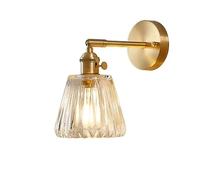 KXKLGWHN Applique murale simple base E27, appliques murales en cuivre de style nordique, applique murale abat-jour en verre de personnalité créative, luminaires muraux, lanterne murale intégrée au pla