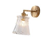 KXKLGWHN E27 Applique murale simple source de lumière, appliques murales tout en cuivre de style américain, abat-jour en verre créatif Walllanten, appliques murales encastrées au plafond, luminaires m