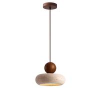 KXKLGWHN Lustre en pierre naturelle avec source de lumière LED, suspension en travertin jaune de style Wabi Sabi, lampe d'intérieur, luminaires décoratifs pour chambre, couloir, café
