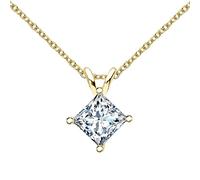 KXQYIKYI 1 Carat Square Moissanite 100% 925 Collier de pendentif en argent sterling pour les femmes Sparkling Wedding Party Fine Bijoux