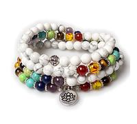 KXQYIKYI 108 Perles Collier de méditation 7 Chakra Bouddhiste Prière Bracelet Arbre de vie Collier Pendant Collier Stone Yoga Collier Femme Men Bracelets