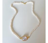 KXQYIKYI 925 Collier de perle de pendentif en cristal carré