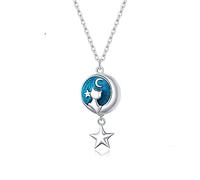 KXQYIKYI Accessoires Collier en argent sterling pour femmes Blue Moon Cat Star Star tendance minimaliste Colliers de pendentif pour femmes uniques