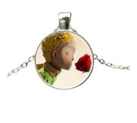 KXQYIKYI Accessoires Sterling Silver Fox Collier pour femmes et hommes, renard sous la lune Little Prince Collier Glass Dome Collier, Fox Girl Initial Collier, Fox Bijoux pour femmes, bijoux Therian