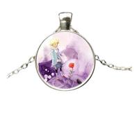 KXQYIKYI Accessoires Sterling Silver Fox Collier pour femmes et hommes, renard sous la lune Little Prince Collier Glass Dome Collier, Fox Girl Initial Collier, Fox Bijoux pour femmes, bijoux Therian