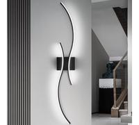 KXQYIKYI Applique Murale à LED pour intérieur, Moderne, Longue Bande Lumineuse, Blanc Chaud, Blanc Neutre, pour Chambre à Coucher, Salon, Couloir (lumière Neutre Noire, 60 cm)