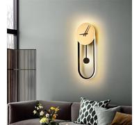 KXQYIKYI Applique Murale LED d'intérieur en métal avec Horloge Ronde, Design Moderne pour Chambre à Coucher, étude intérieure, 28 W, Forme Vintage pour escaliers (Or + Blanc, lumière Blanche)