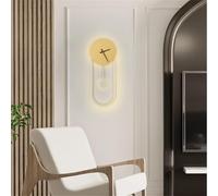 KXQYIKYI Applique Murale LED d'intérieur en métal avec Horloge Ronde, Design Moderne pour Chambre à Coucher, étude intérieure, 28 W, Forme Vintage pour escaliers (Or + Blanc, lumière Blanche)