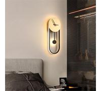 KXQYIKYI Applique Murale LED d'intérieur en métal avec Horloge Ronde, Design Moderne pour Chambre à Coucher, étude intérieure, 28 W, Forme Vintage pour escaliers (Or + Blanc, lumière Blanche)