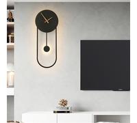 KXQYIKYI Applique Murale LED d'intérieur en métal avec Horloge Ronde, Design Moderne pour Chambre à Coucher, étude intérieure, 28 W, Forme Vintage pour escaliers (Vagues de Dauphin, lumière Blanche)