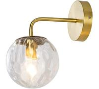 KXQYIKYI Applique Murale sphérique en Verre à tête Unique, Finition en Laiton, décoration Simple, E27, luminaire pour Salon, Chambre à Coucher, Couloir, escalier, Restaurant, café, Bar